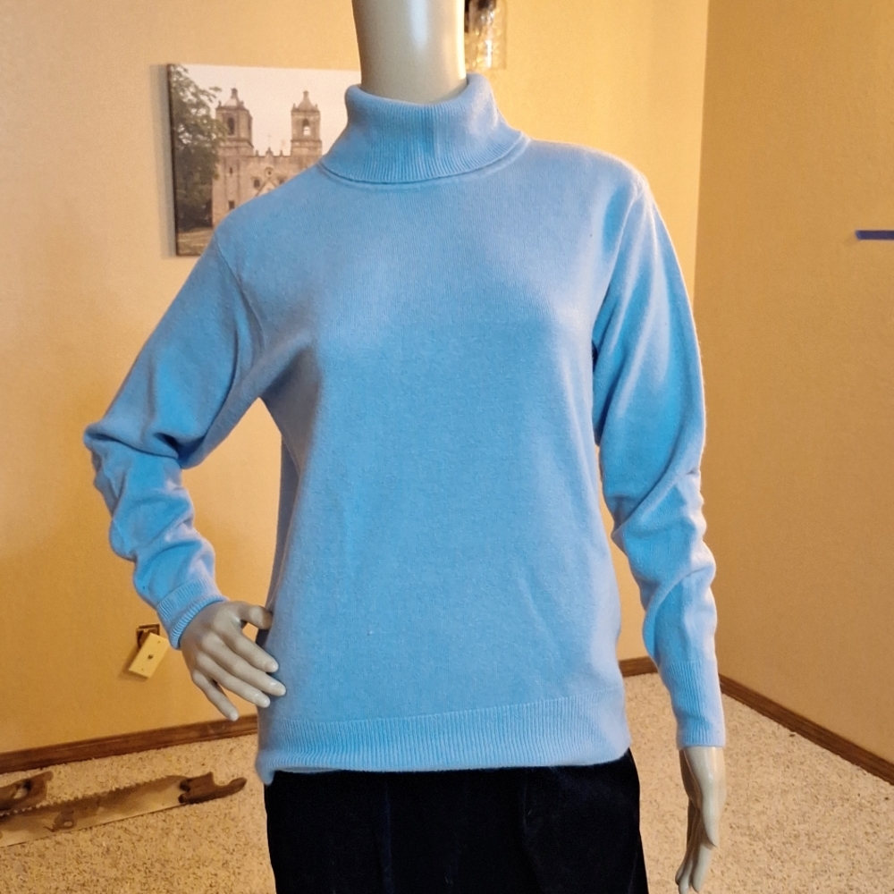 Blue Turtleneck Sweater